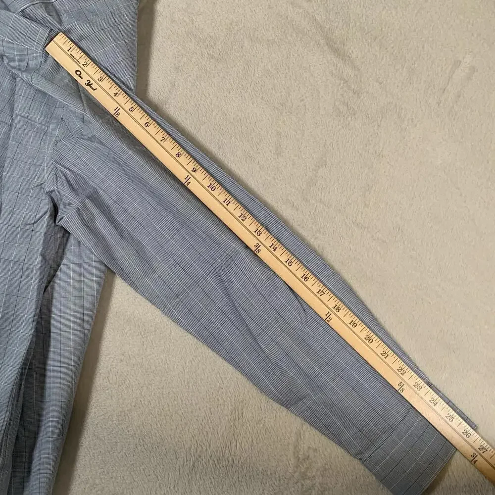J Crew Shirt Men's Large Blue Slim Flex Wrinkle Free Micro Check Long Sleeve NEW